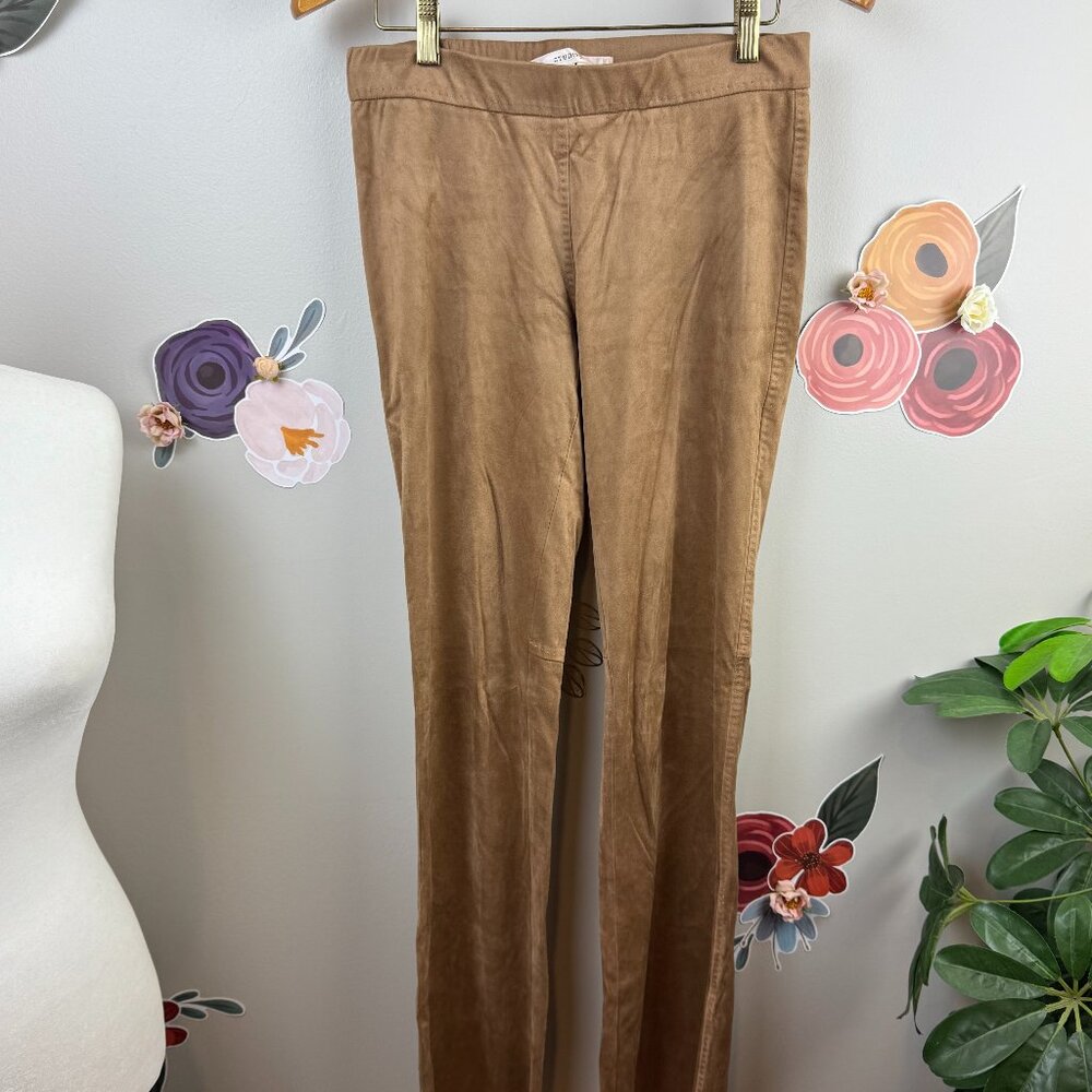 StudioM Brown Faux Suede Flared Pants - Size - Medium